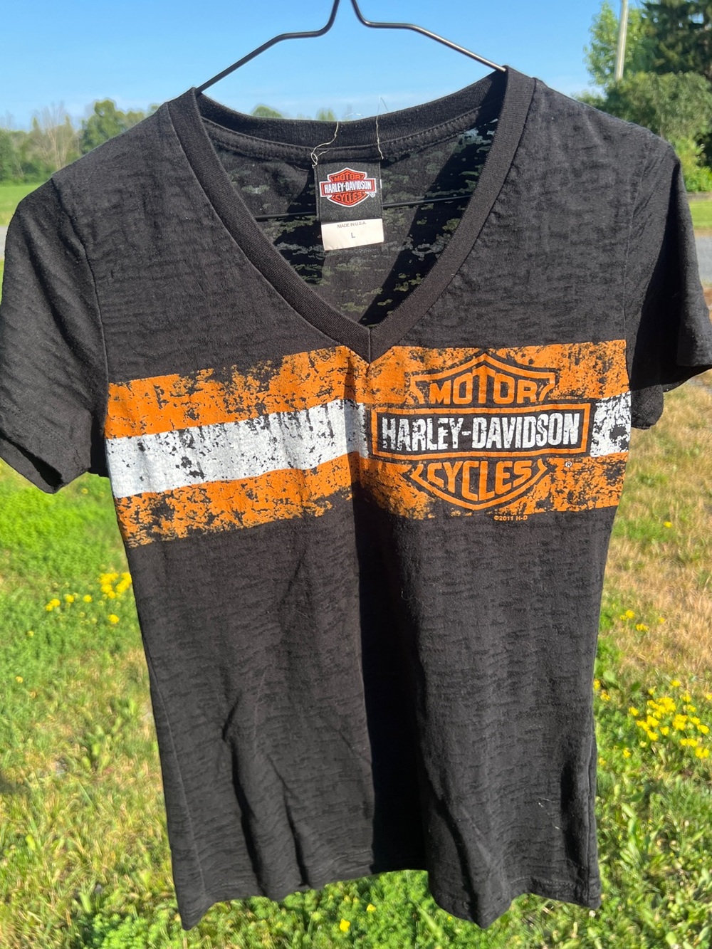 Harley-Davidson Black & Orange Short Sleeve T-Shirt L